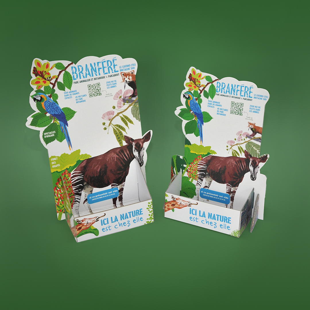 Conception et réalisation de PLV de comptoir pour le parc BRANFÉRÉ